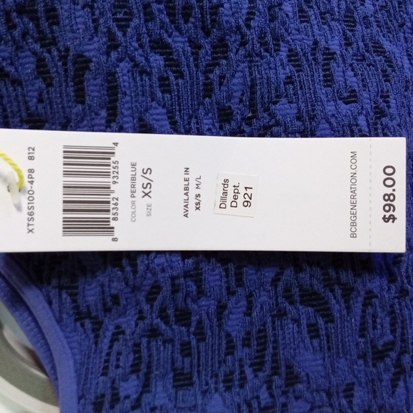 BCBGeneration Cut Out One Sleeve Blue with Black Dress - Picture 3 of 5